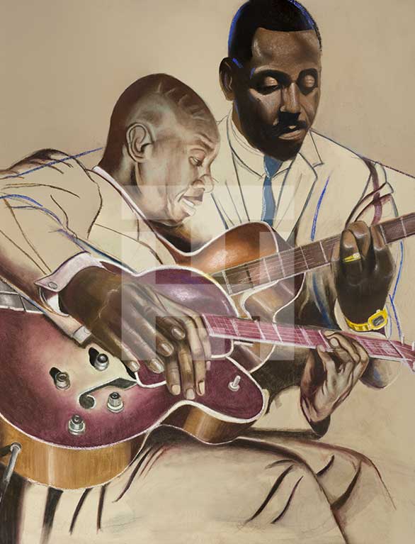Herschell Turner Painting of Wes Montgomer Guitarist